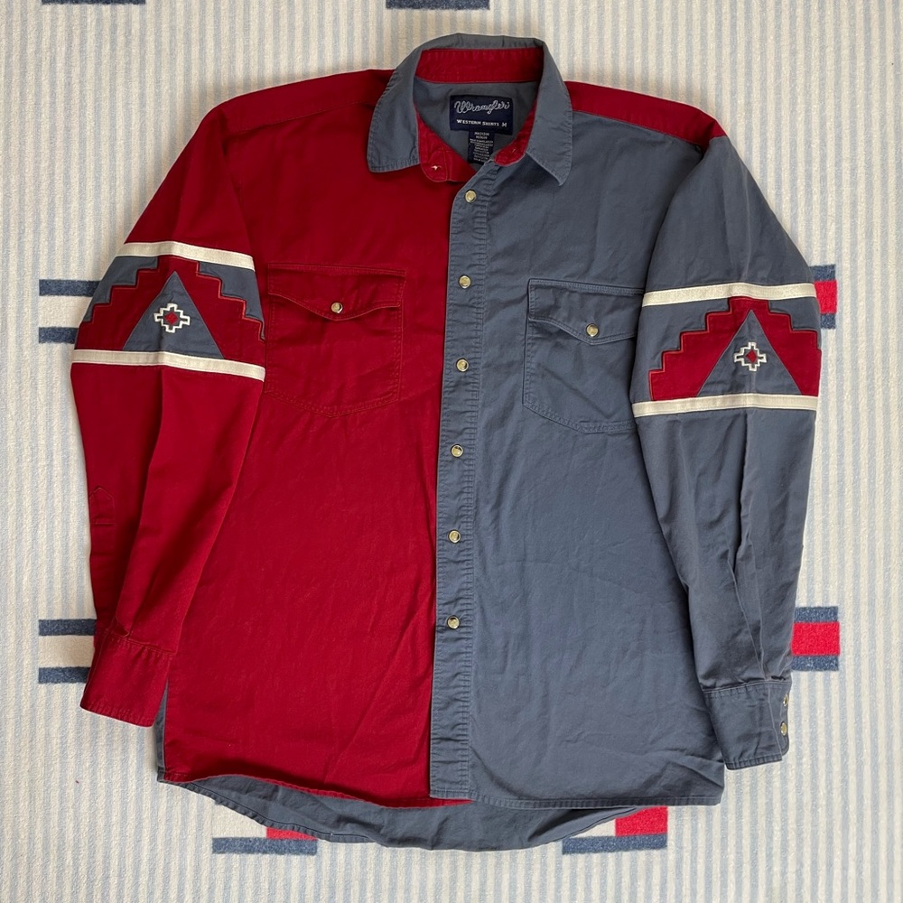 Vintage Wrangler Western Wear pearl snap casual button down shirt